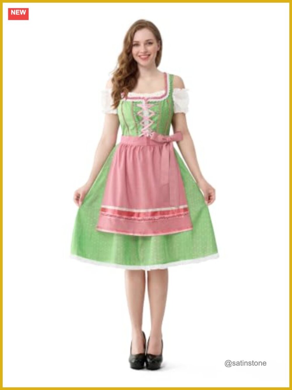 Oktoberfest Dirndl Dress Costume 3-Piece German Bavarian Beer Festival Outfit
